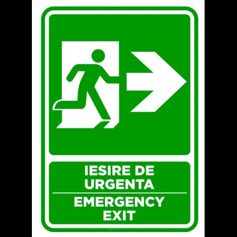 Semn pentru iesire cu directie in dreapta emergency exit